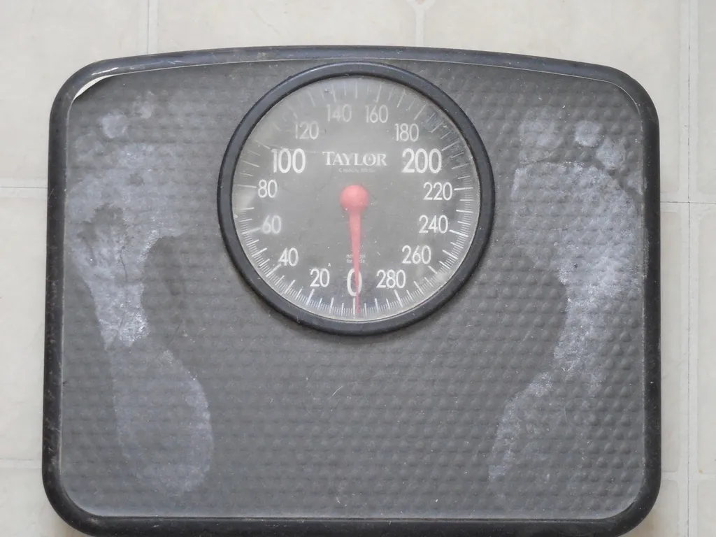A bathroom weighing scale